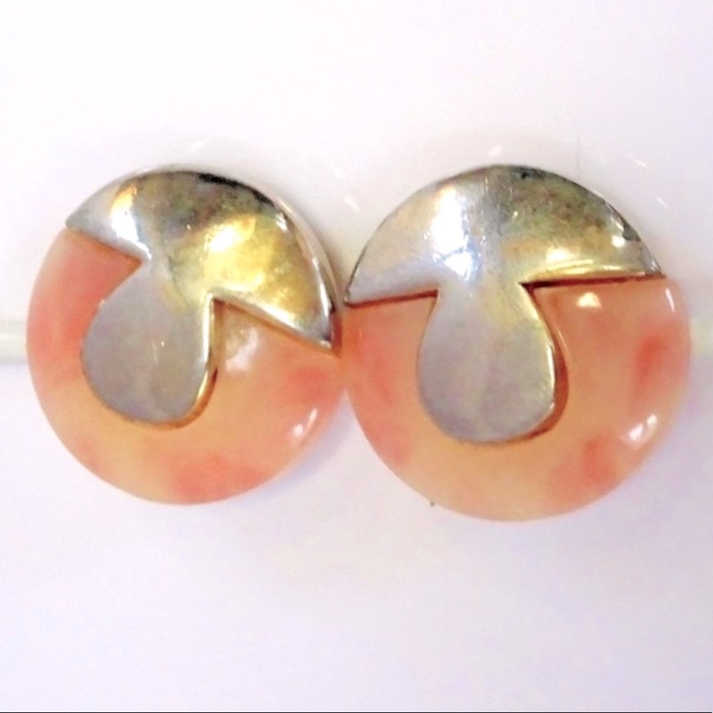 Lanvin Paris Coral Lucite Clip-On Earrings